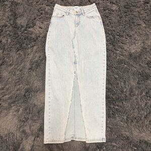 Princess Polly denim light blue trendy retro alternative maxi Jean skirt sz 0 25